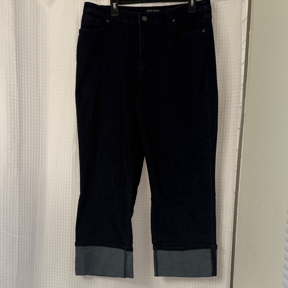 Susan Graver Black Cropped Jeans straight leg